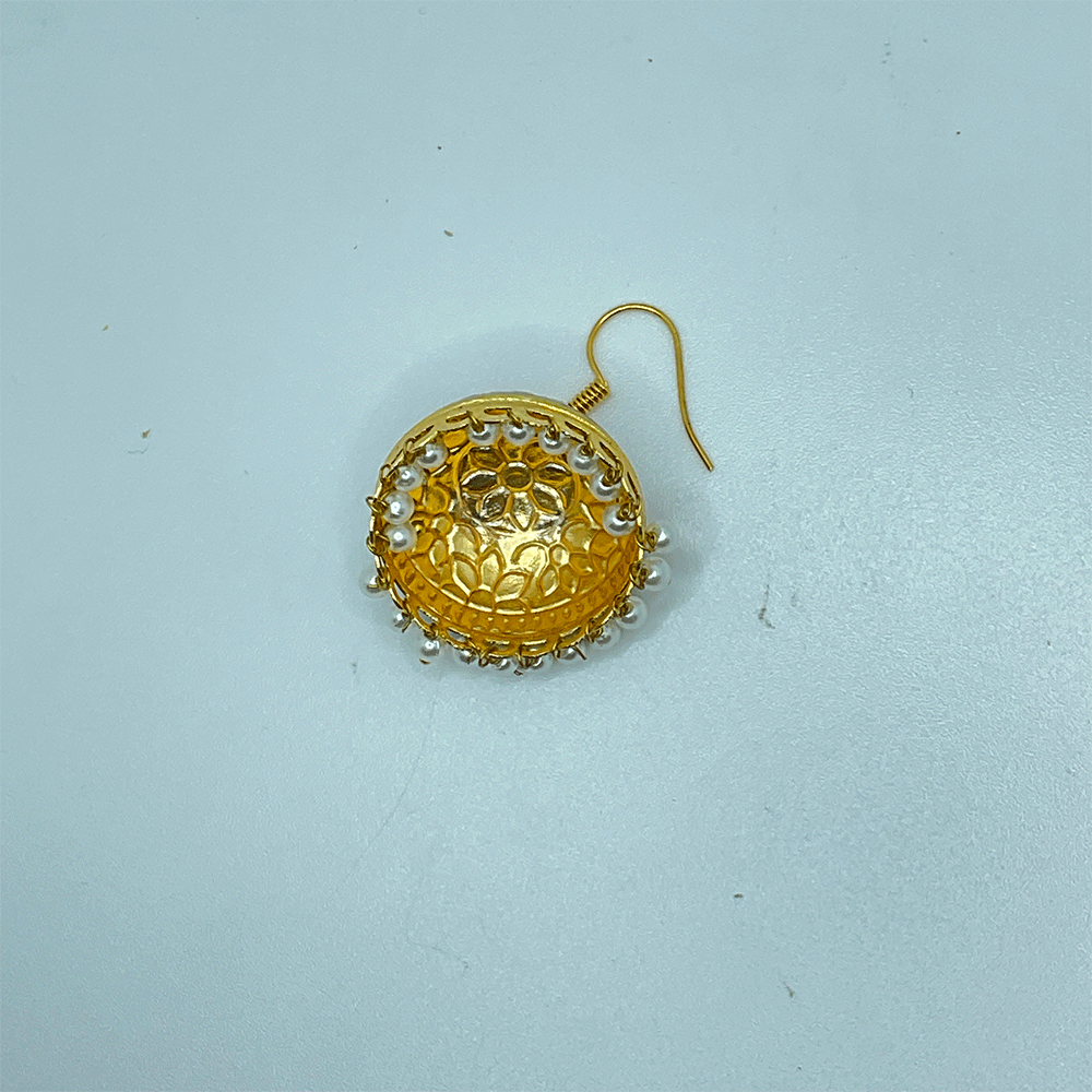 Meenakari Chandbali Jhumka Earrings - Kundan & Beads in Floral Design For Women & Girls