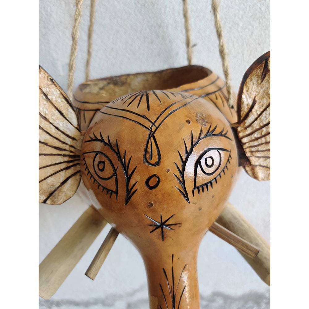 Handcrafted Elephant Hanging Planter with Dried Bottle Guard