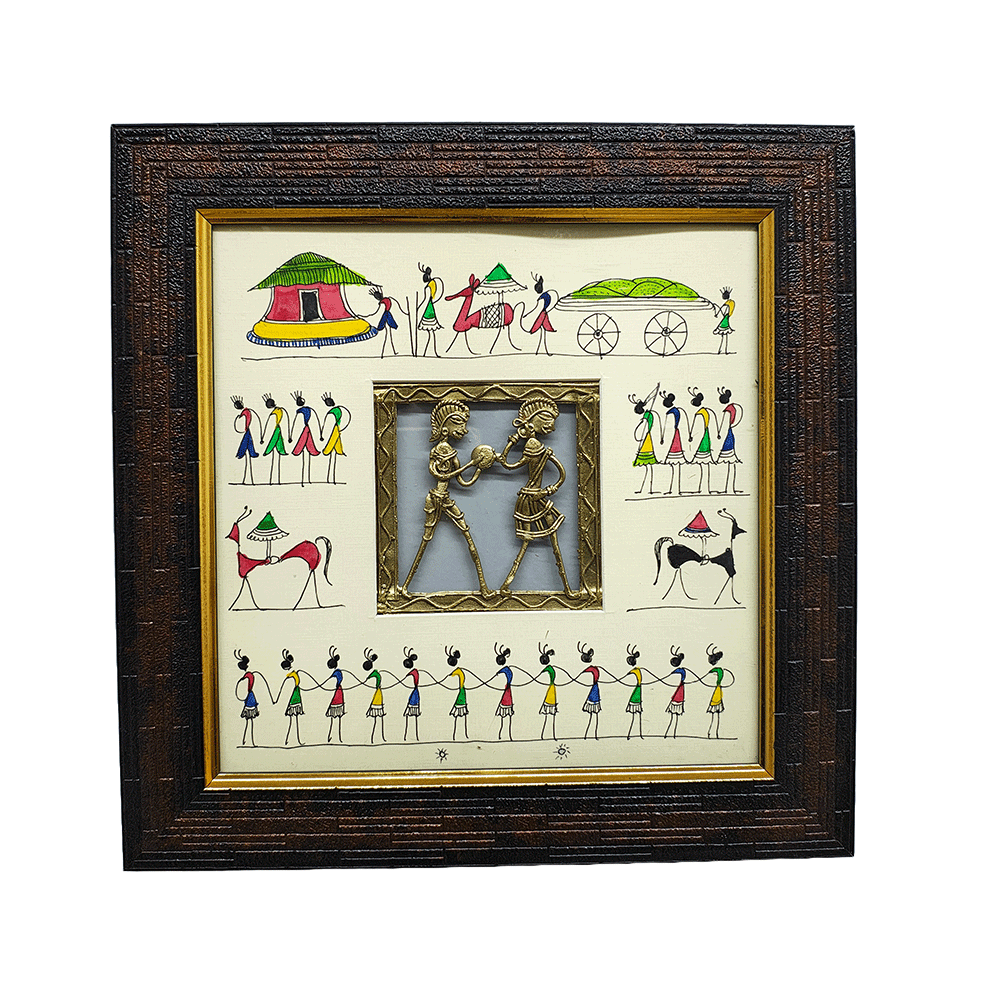 Odisha Brass & Bell Metal Dhokra Tribal Couple frame