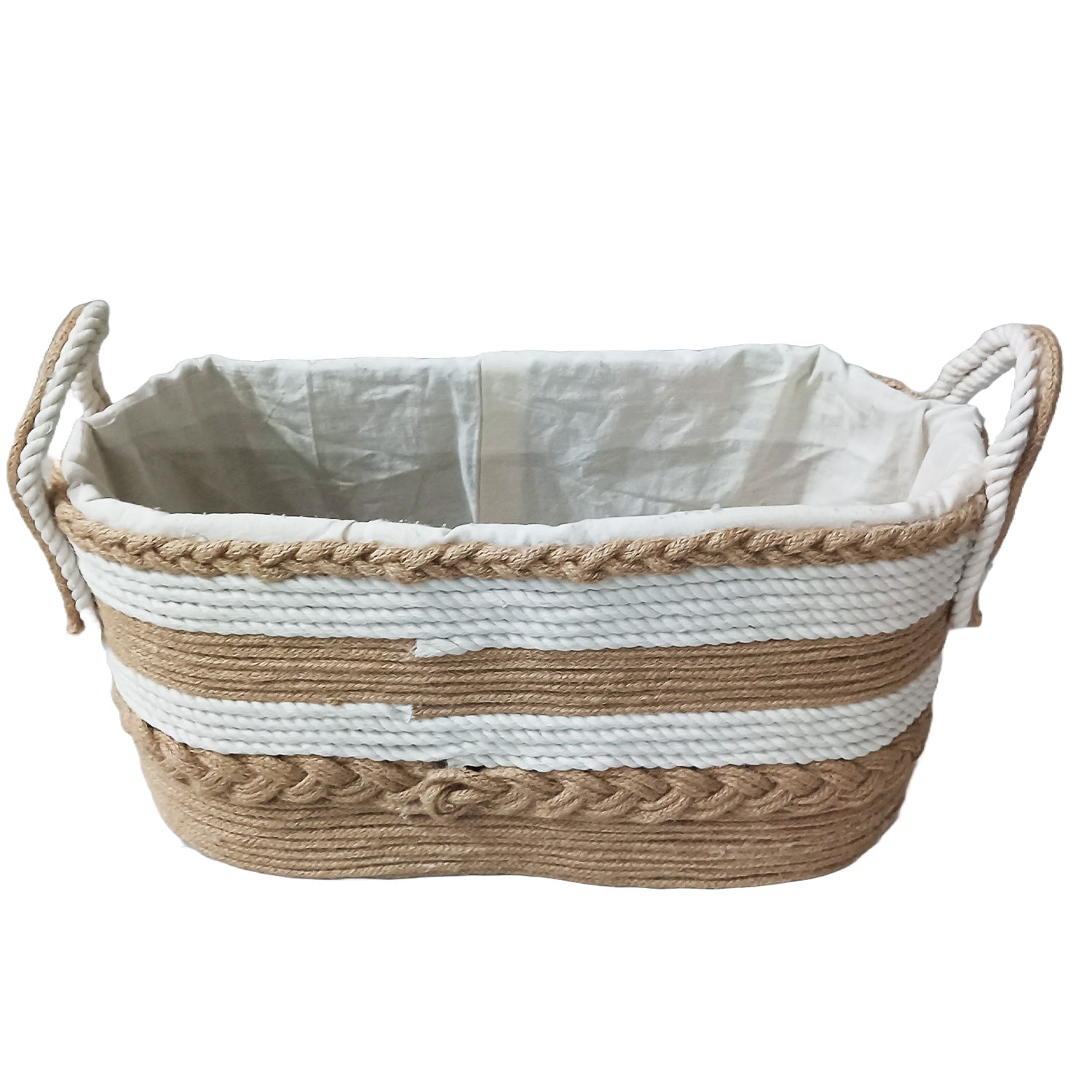 Natural Jute Cotton Handmade Woven Basket Organizer