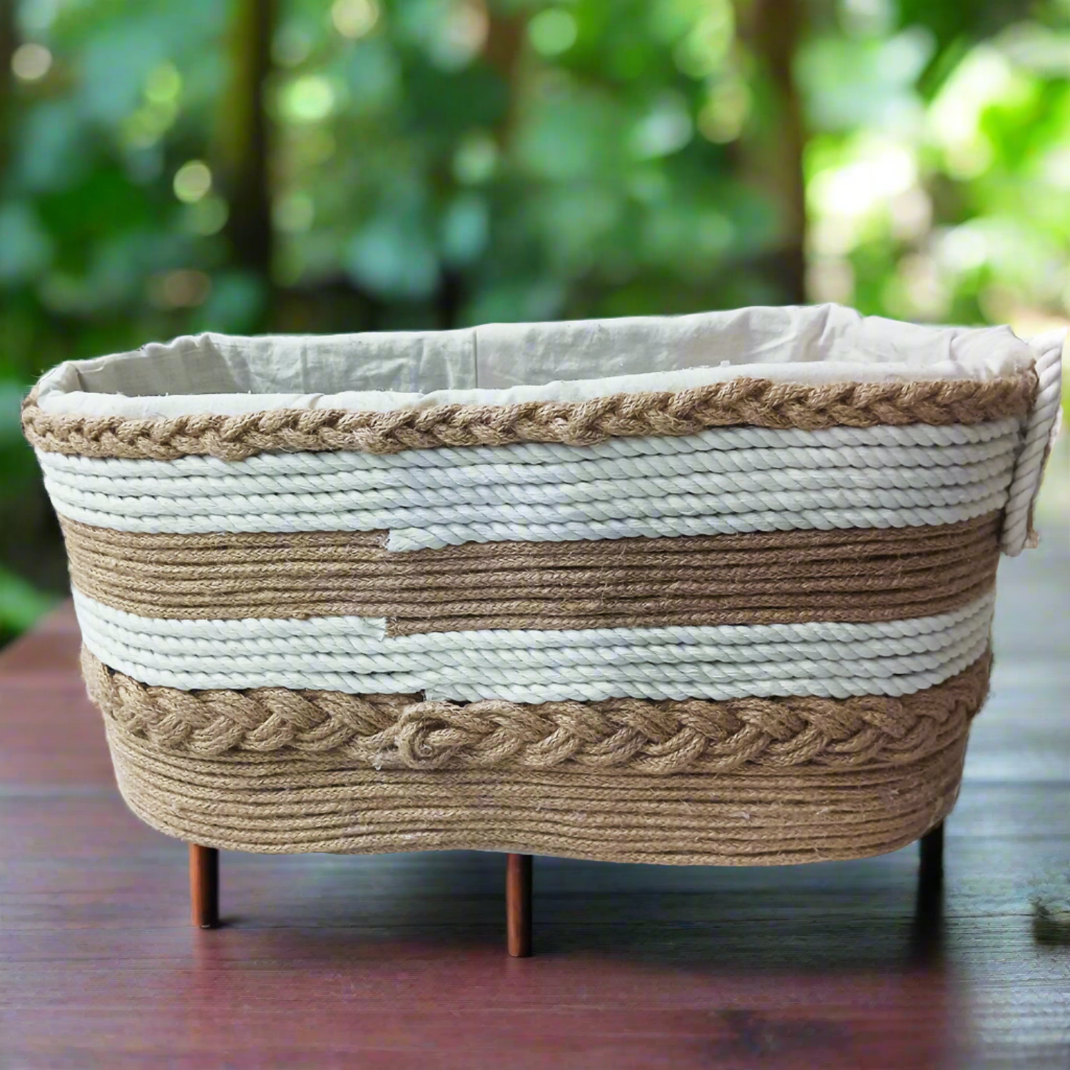 Natural Jute Cotton Handmade Woven Basket Organizer