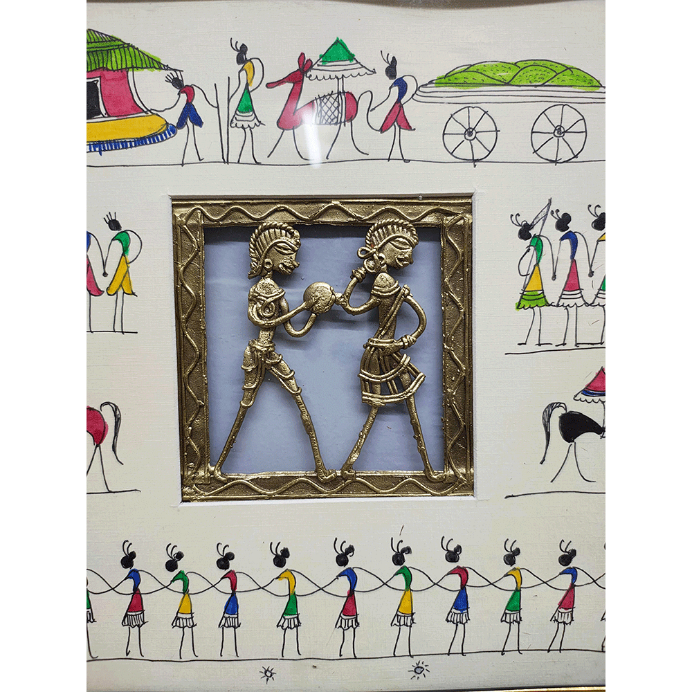 Odisha Brass & Bell Metal Dhokra Tribal Couple frame