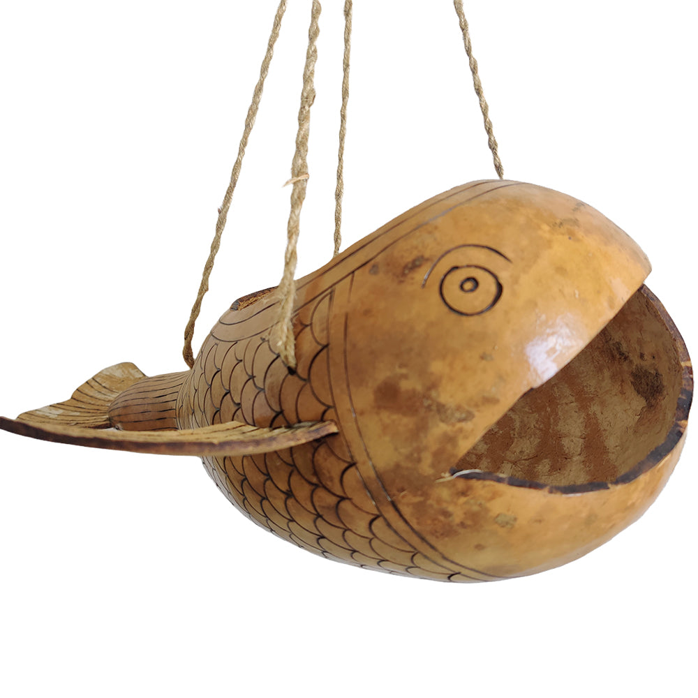 Handcrafted Fish Hanging Planter with Dried Bottle Guard