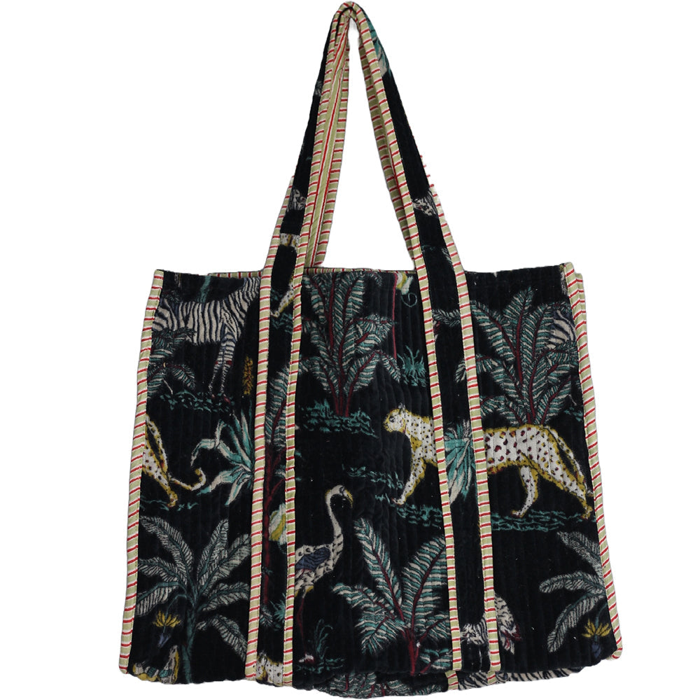 Multicolor Block Printed Cotton Quilted Tote Bags