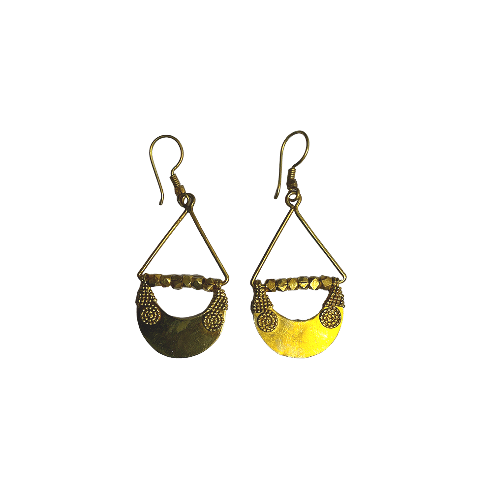 Brass beaded Crafted Tribal earings handmade in Karamul, Orissa