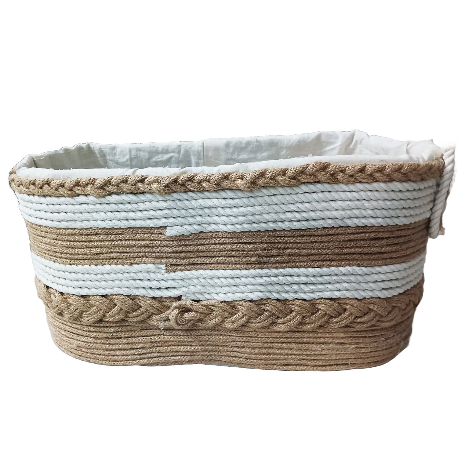 Natural Jute Cotton Handmade Woven Basket Organizer