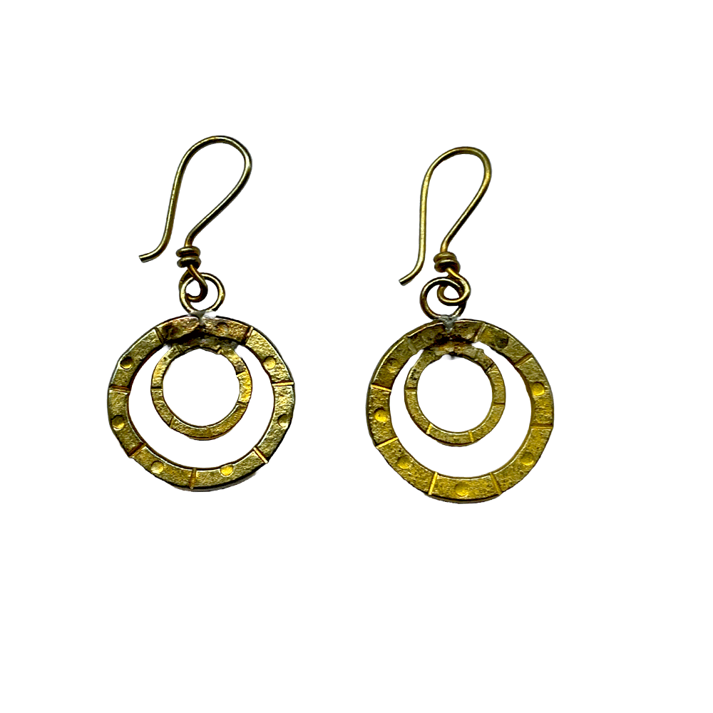 Brass beaded Crafted Tribal earings handmade in Karamul, Orissa