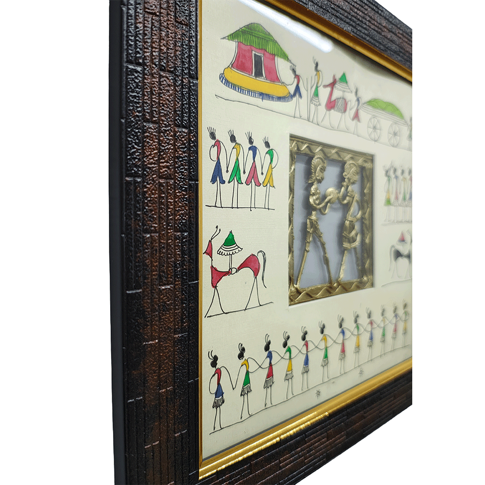 Odisha Brass & Bell Metal Dhokra Tribal Couple frame