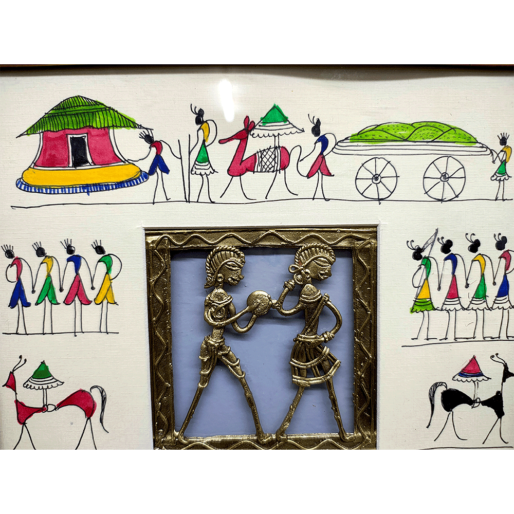 Odisha Brass & Bell Metal Dhokra Tribal Couple frame