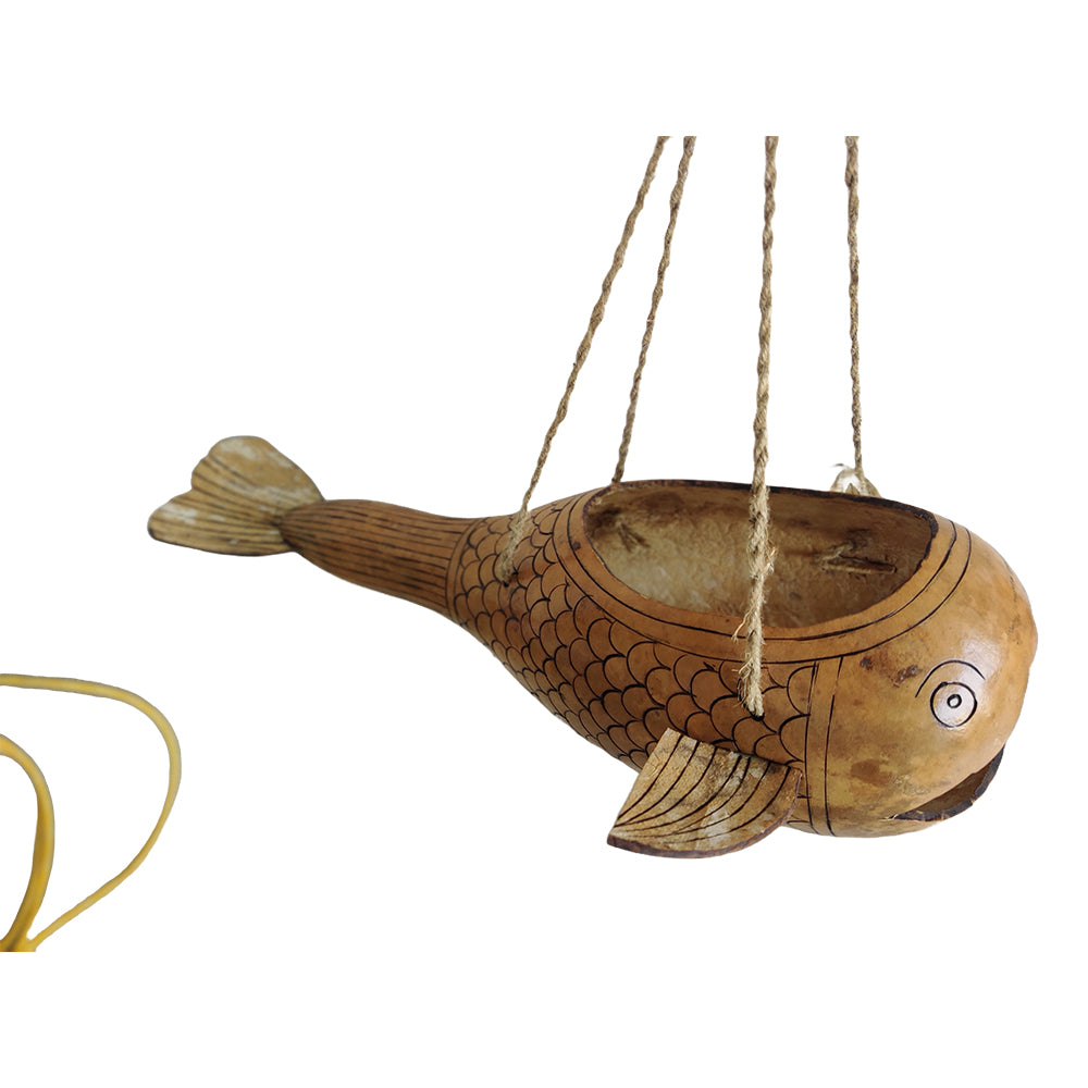 Handcrafted Fish Hanging Planter with Dried Bottle Guard