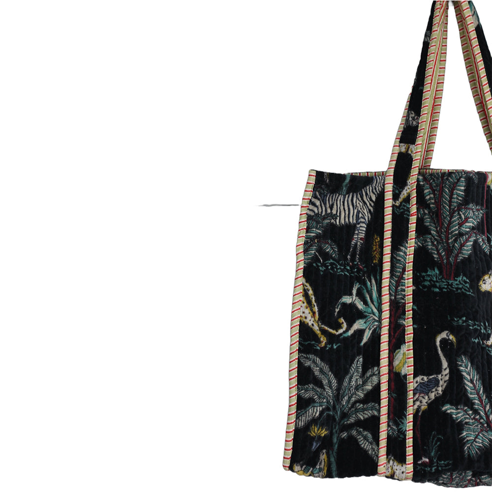Multicolor Block Printed Cotton Quilted Tote Bags