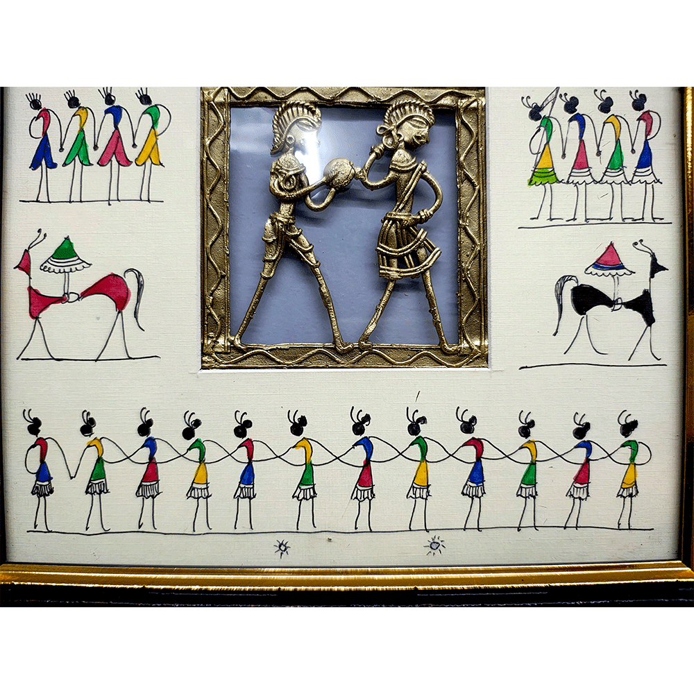 Odisha Brass & Bell Metal Dhokra Tribal Couple frame
