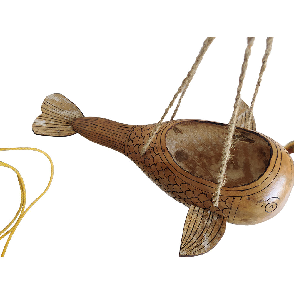 Handcrafted Fish Hanging Planter with Dried Bottle Guard
