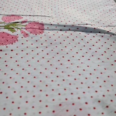 Sanganeri Hand Block Print Cotton Fabric – White Floral Print