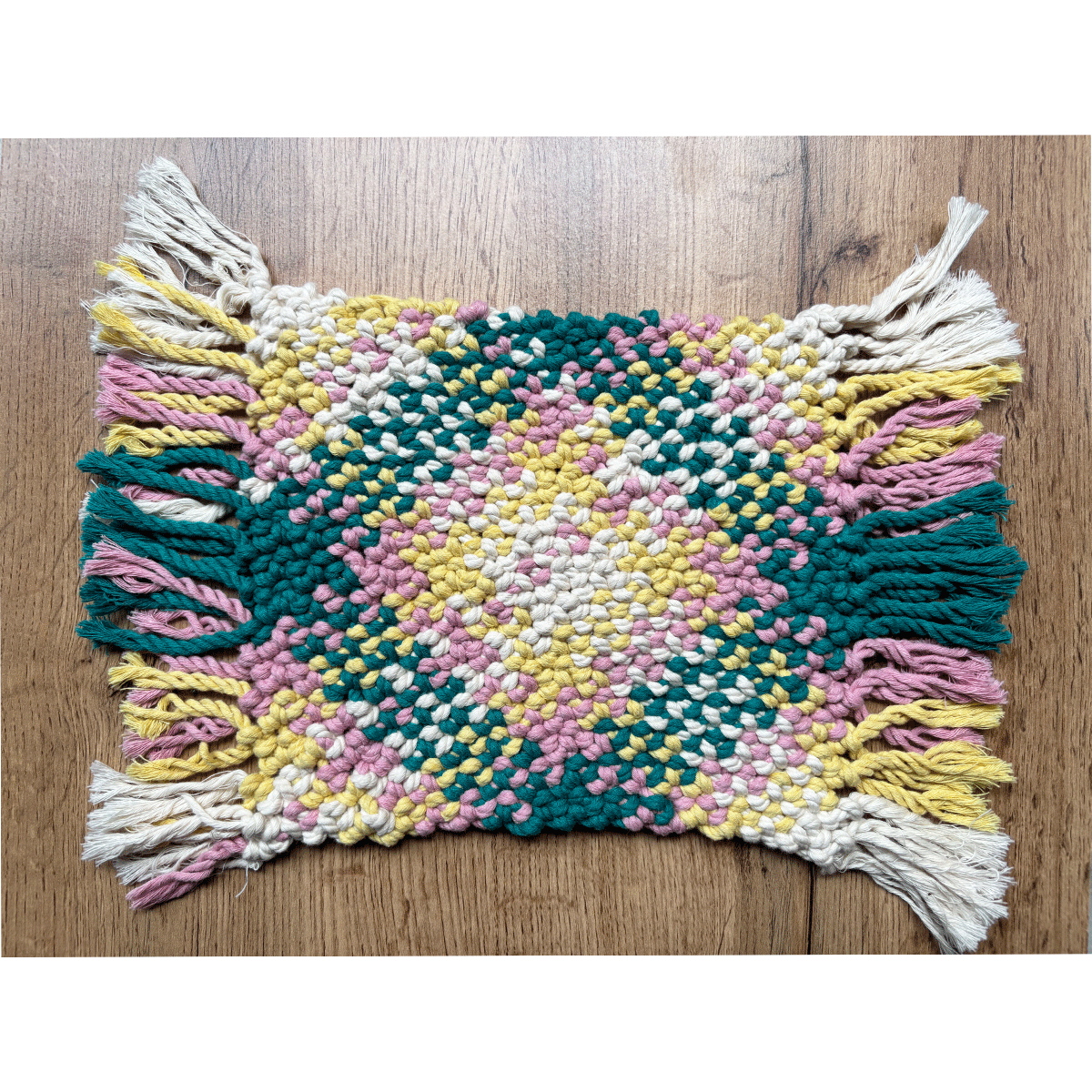 Handmade Macrame Coasters Square and Heart Shape Pack of 3