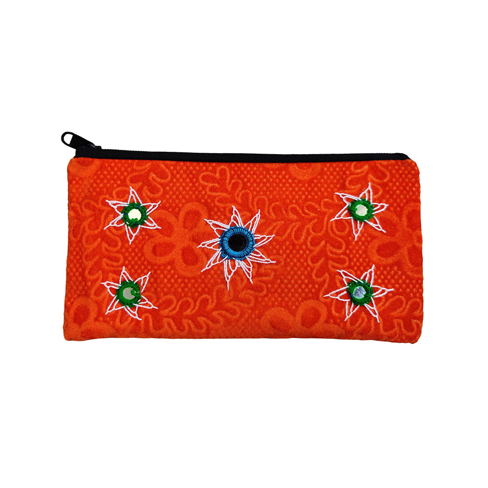 Applique Red Zipper Pouch