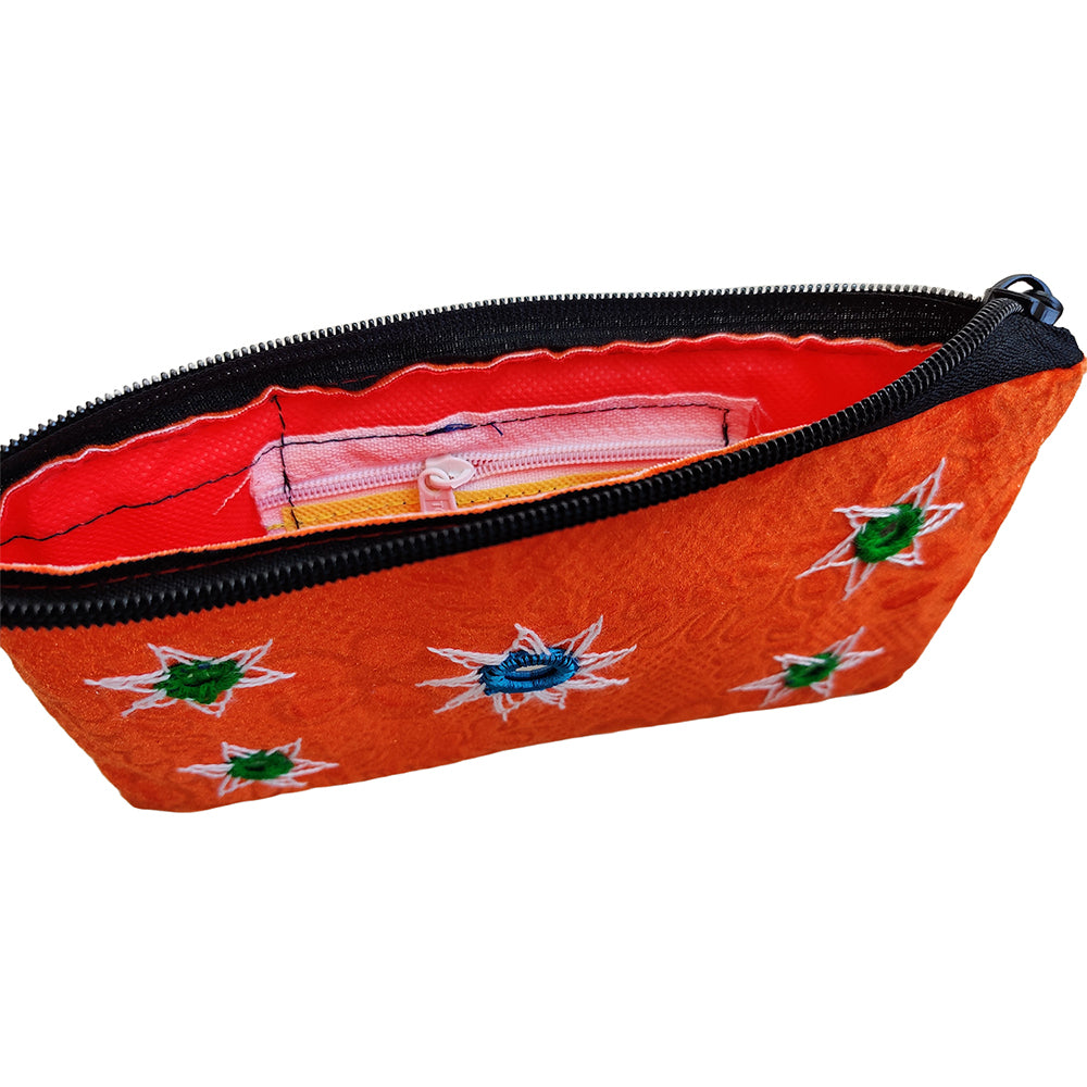 Applique Red Zipper Pouch