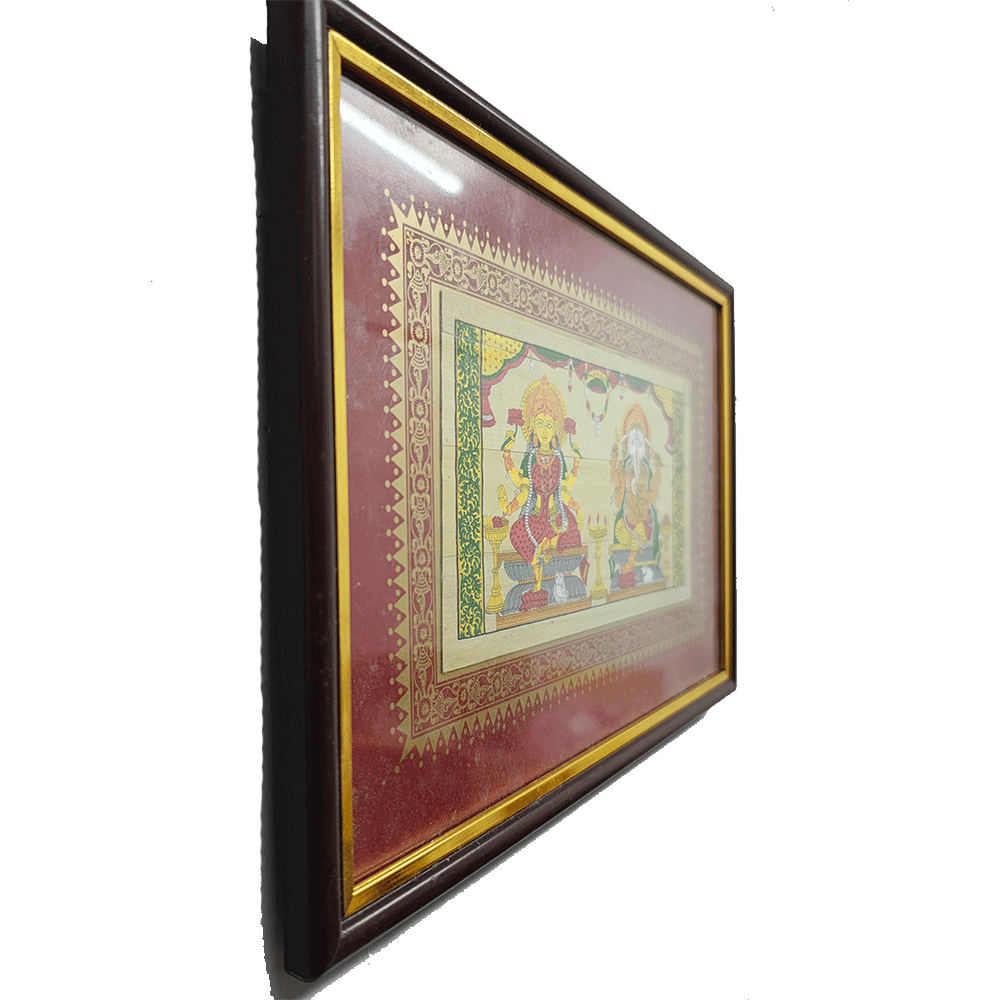 Traditional Pattachitra laxmi ganesha Painting With Frame Indian Art