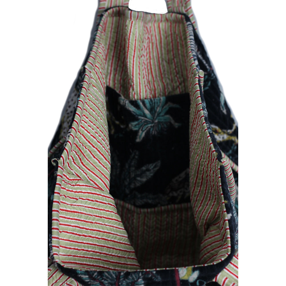 Multicolor Block Printed Cotton Quilted Tote Bags