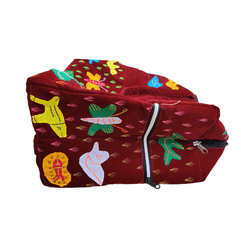 Applique Work Velvet Hand Bag