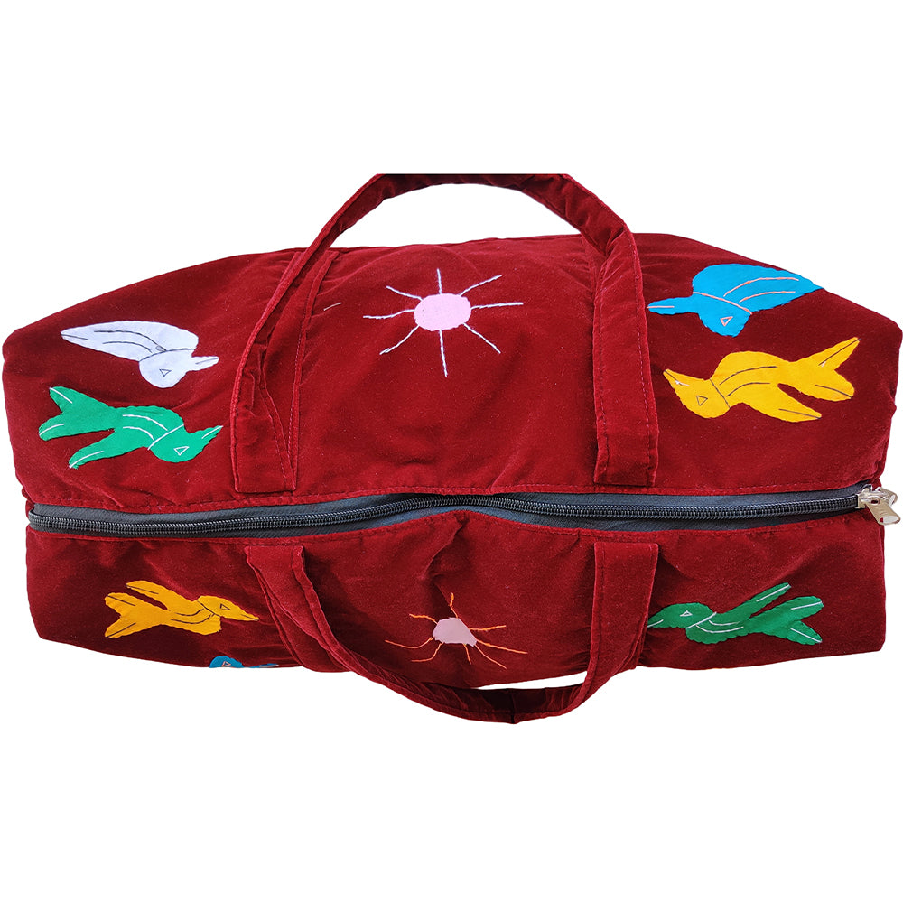 Applique Work Velvet Hand Bag