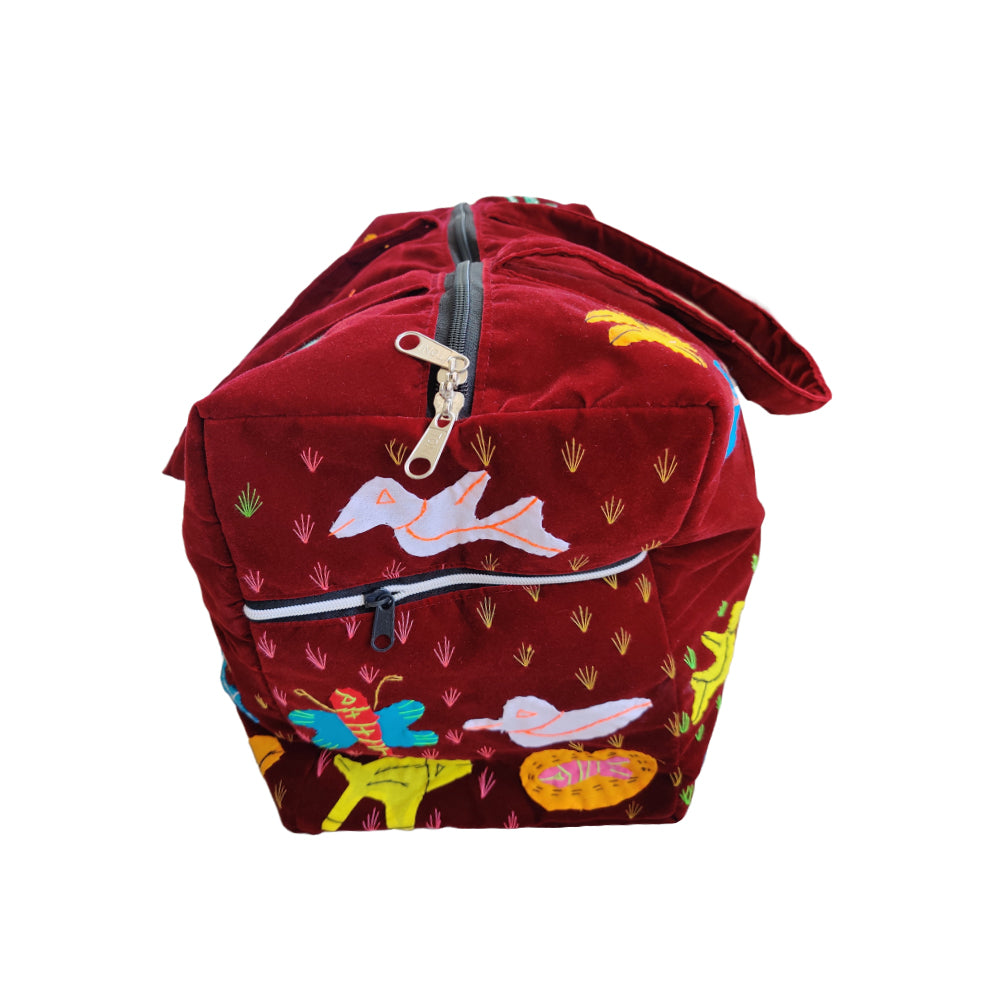 Applique Work Velvet Hand Bag
