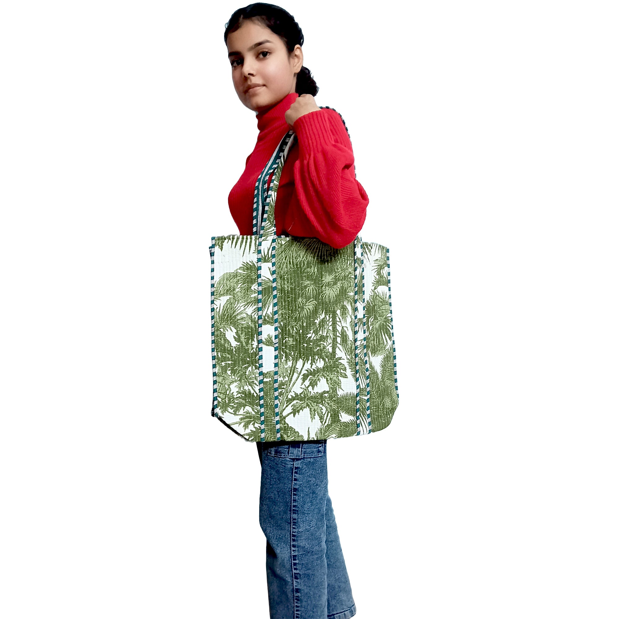 Multicolor Block Printed Cotton Quilted Tote Bags
