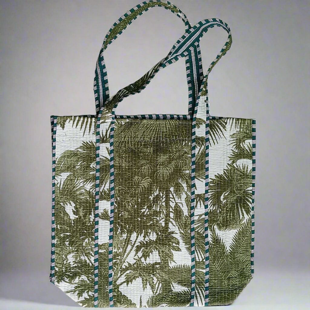 Multicolor Block Printed Cotton Quilted Tote Bags