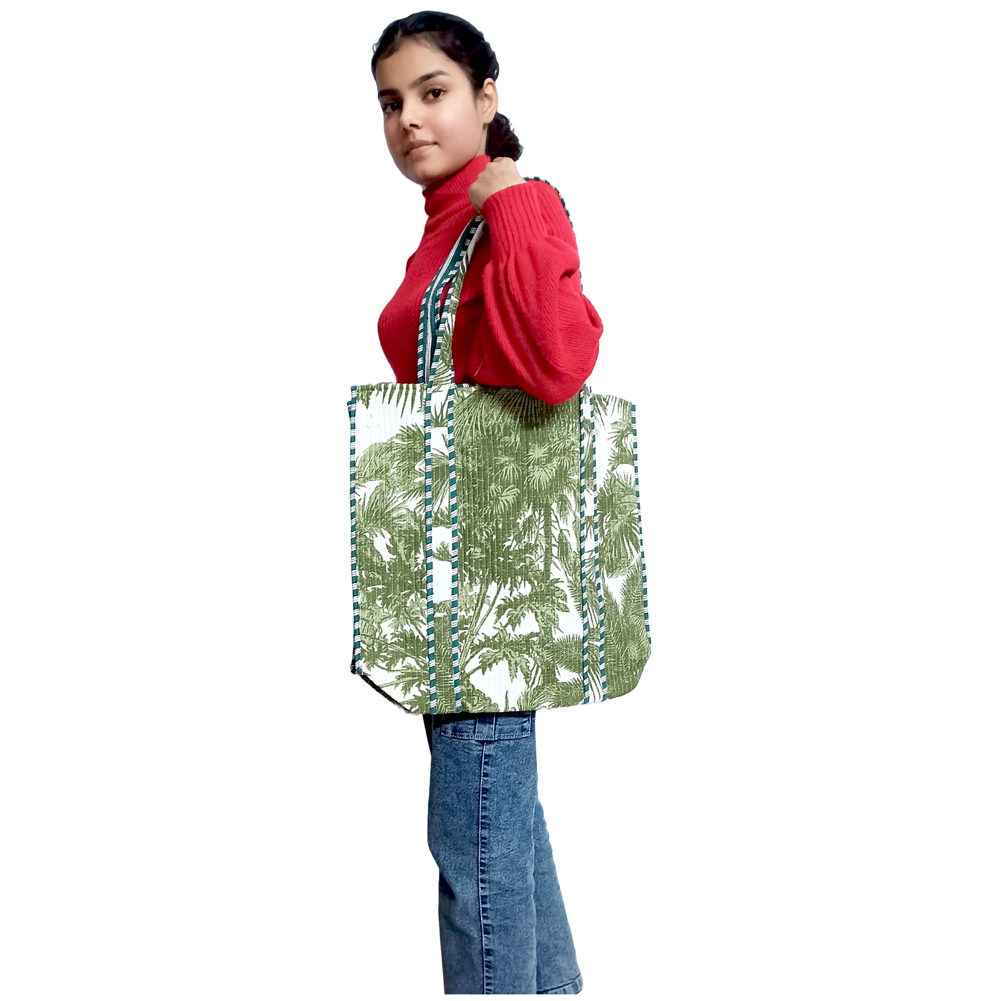 Multicolor Block Printed Cotton Quilted Tote Bags