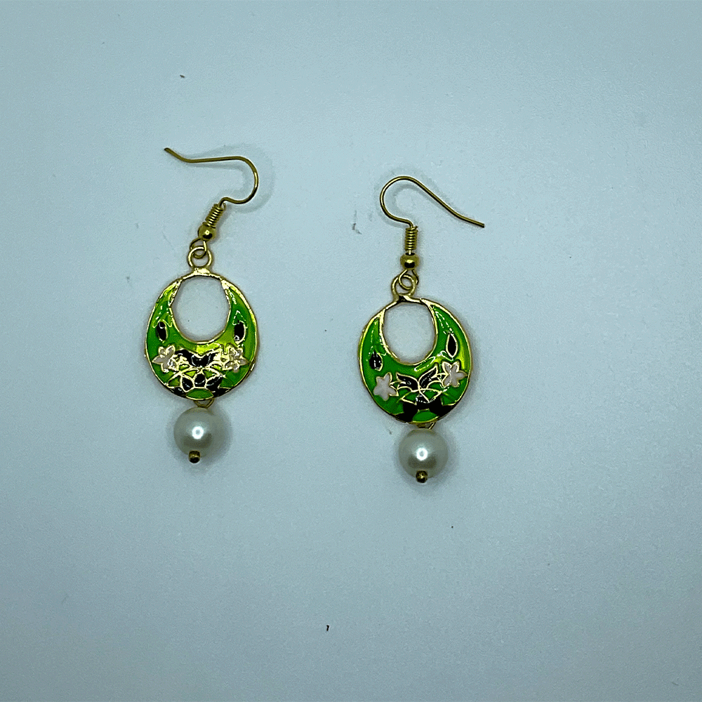 Meenakari Chandbali Jhumka Earrings - Kundan & Beads in Floral Design For Women & Girls