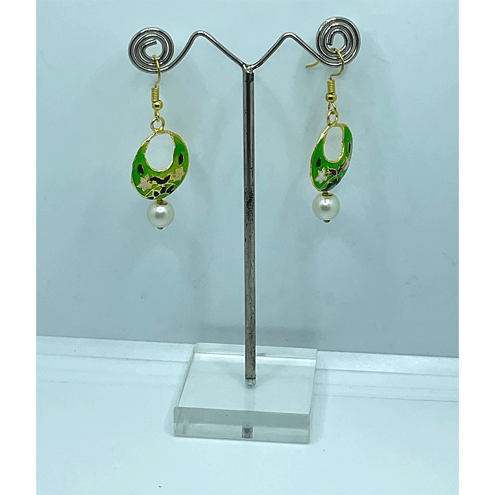Meenakari Chandbali Jhumka Earrings - Kundan & Beads in Floral Design For Women & Girls