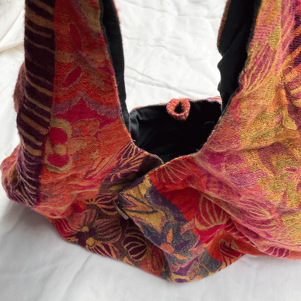 Thai Cotton Hippie Hobo Sling Crossbody Bag eco Friendly Shopping bag Paisley Print Large