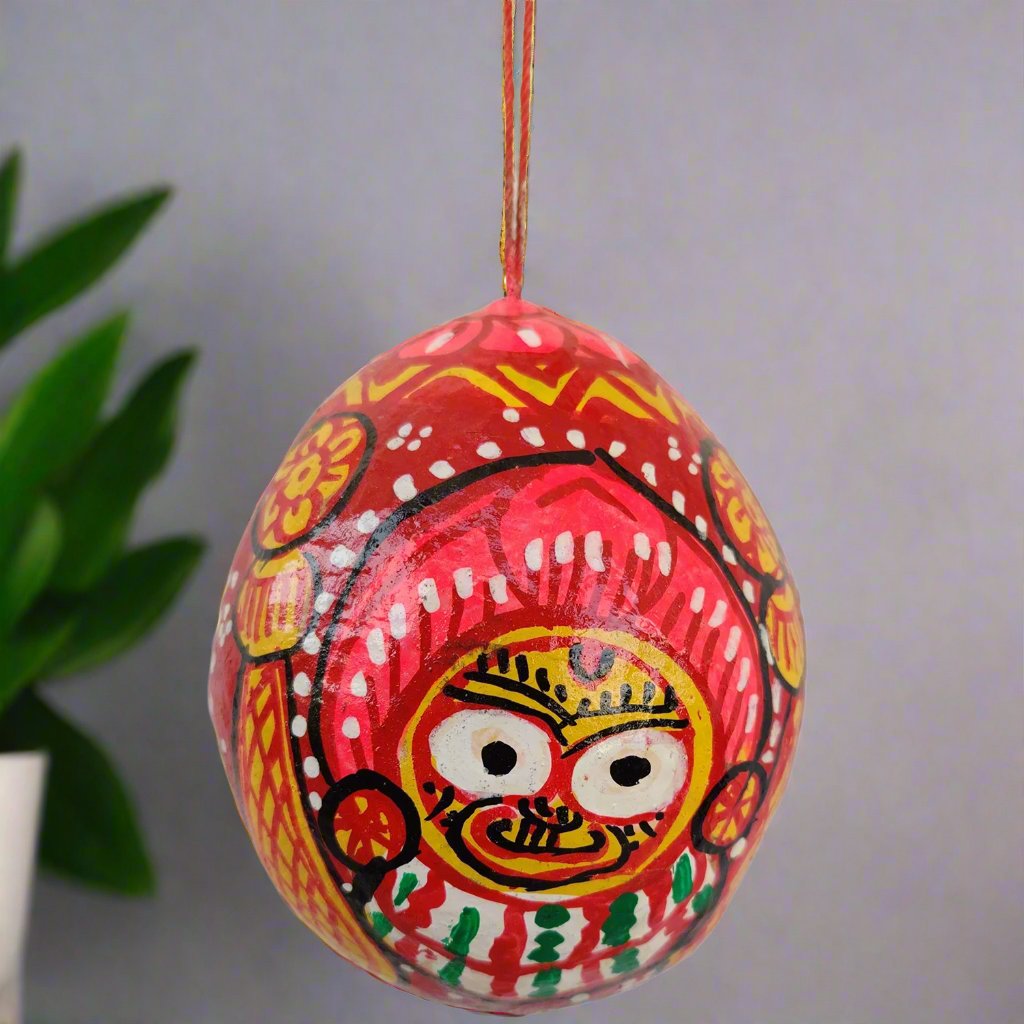 Coconut Pattchitra Painting Of Lord Jagannadh Hanging Wall Decor And Vastu Multi Color
