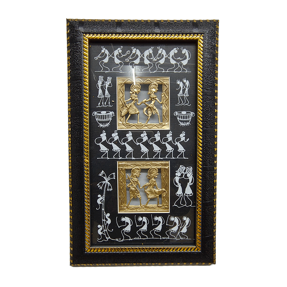 Odisha Brass & Bell Metal Dhokra Tribal Couple frame