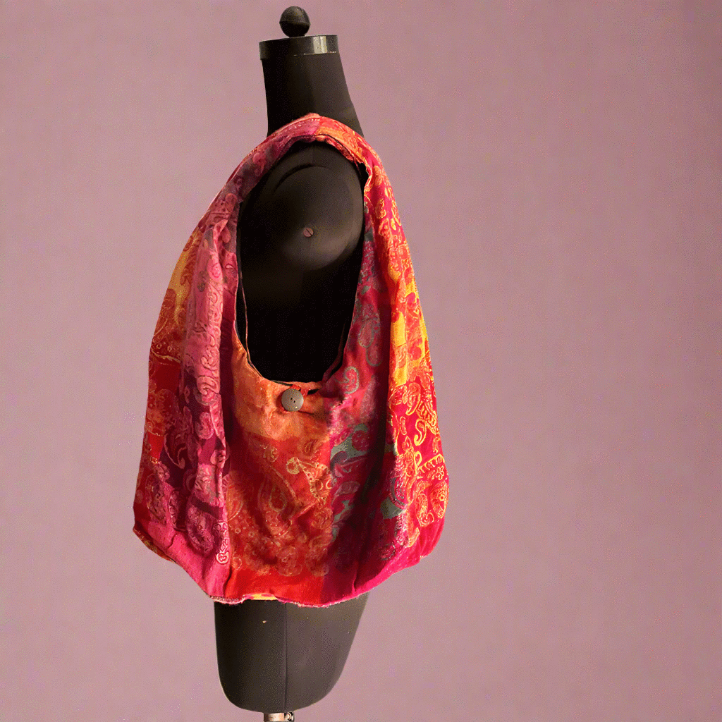 Thai Cotton Hippie Hobo Sling Crossbody Bag eco Friendly Shopping bag Paisley Print Large