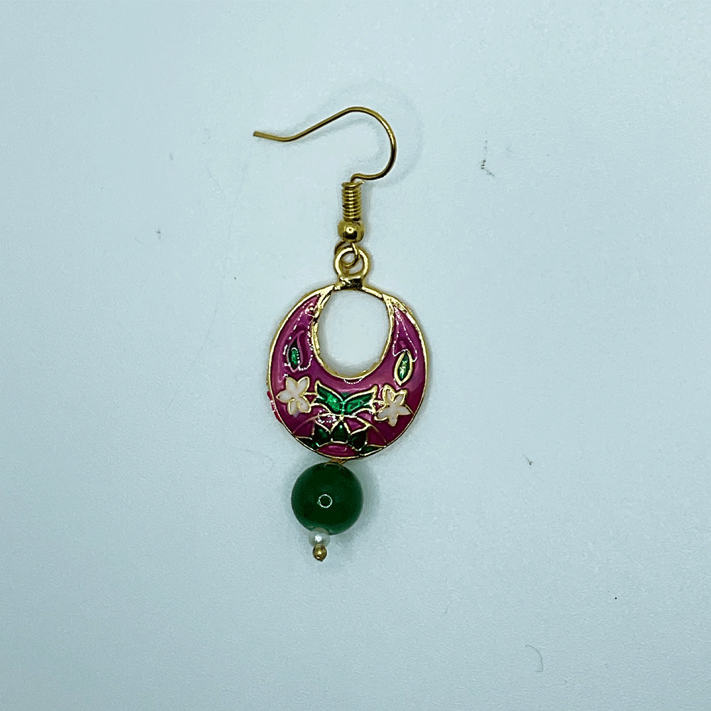 Meenakari Chandbali Jhumka Earrings - Kundan & Beads in Floral Design For Women & Girls