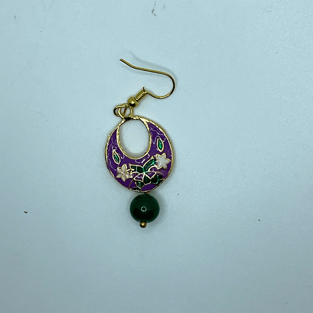 Meenakari Chandbali Jhumka Earrings - Kundan & Beads in Floral Design For Women & Girls