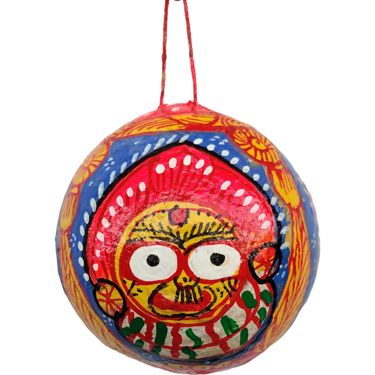 Coconut Pattchitra Painting Of Lord Jagannadh Hanging Wall Decor And Vastu Multi Color