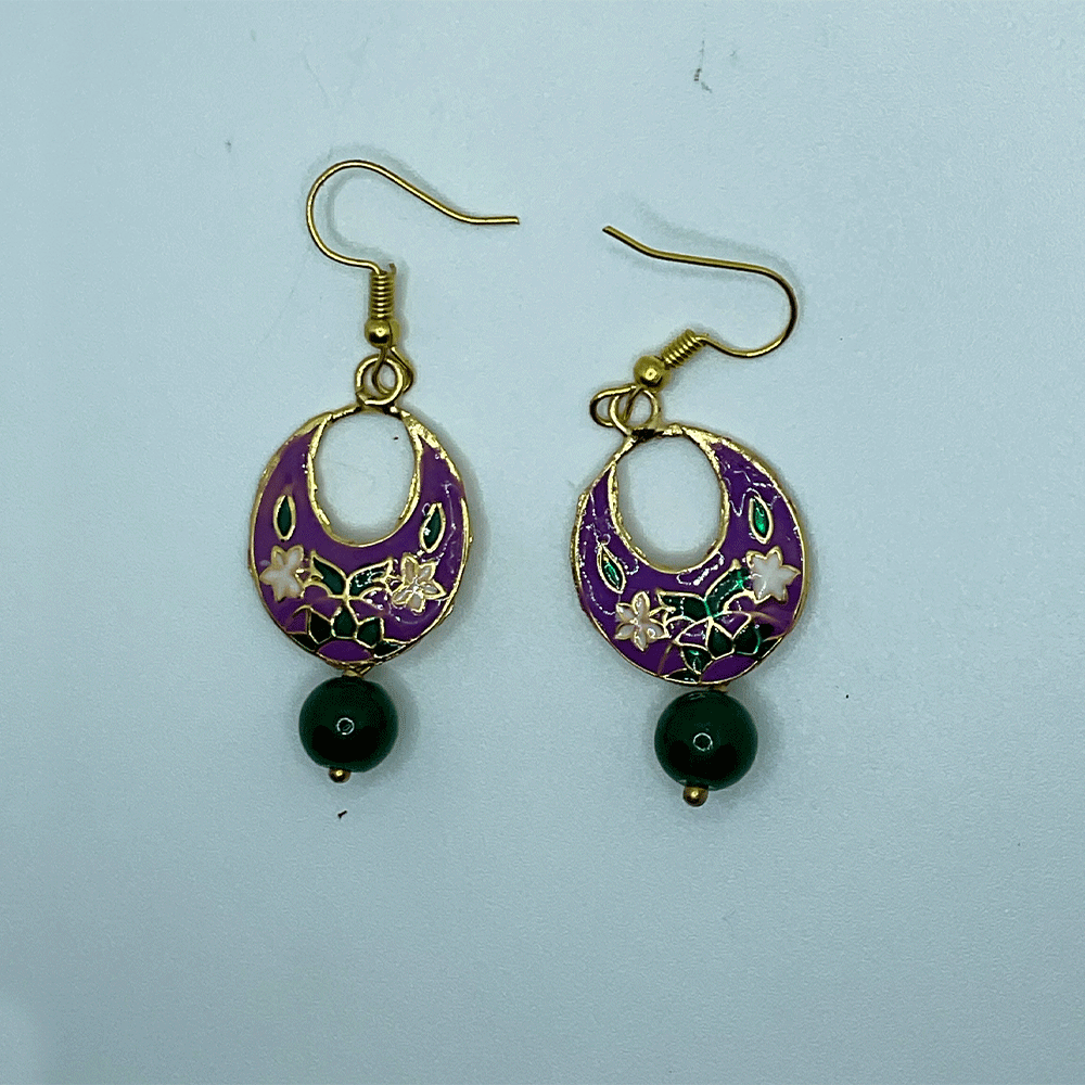Meenakari Chandbali Jhumka Earrings - Kundan & Beads in Floral Design For Women & Girls