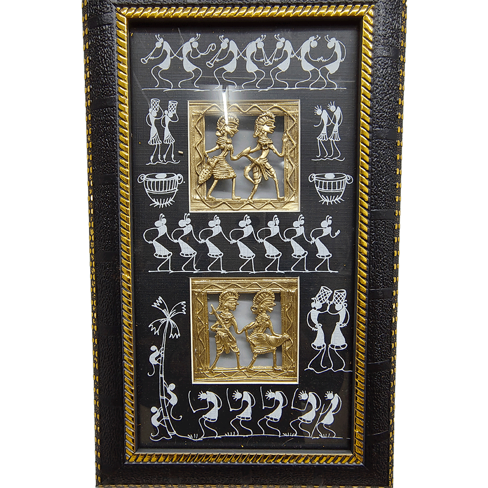 Odisha Brass & Bell Metal Dhokra Tribal Couple frame