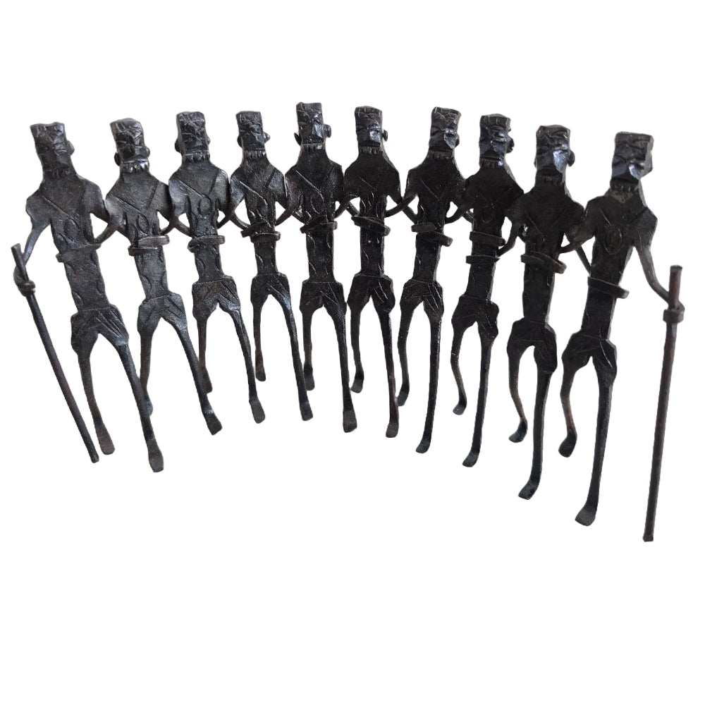 Dhokra art handcrafted  group of 10 tribal dance made of iron