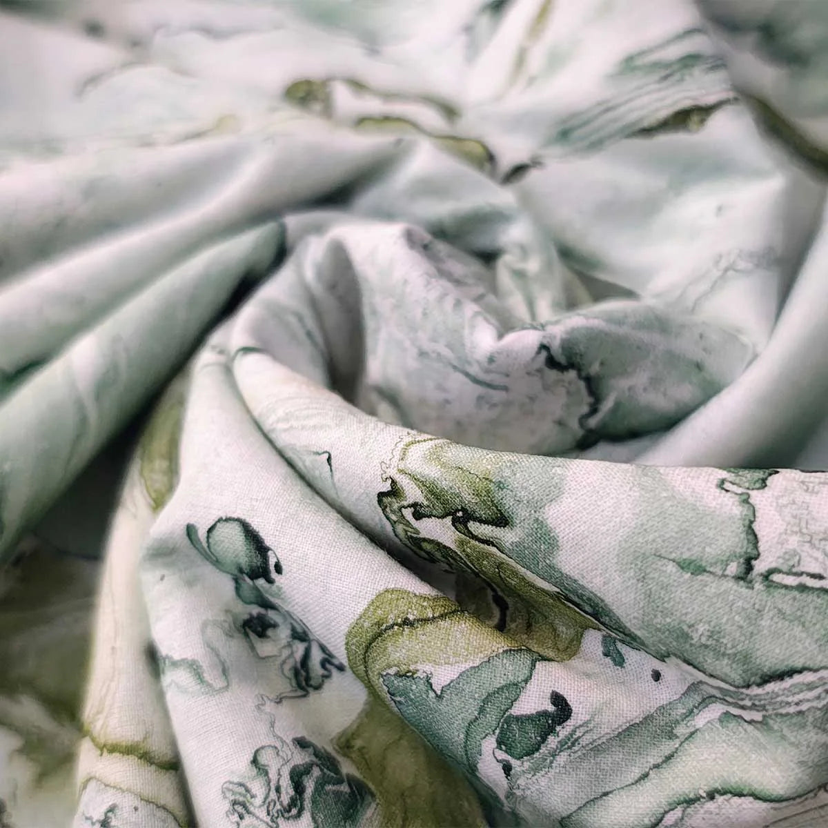 Sanganeri Hand Block Print Cotton Fabric – Mint Green Floral Print