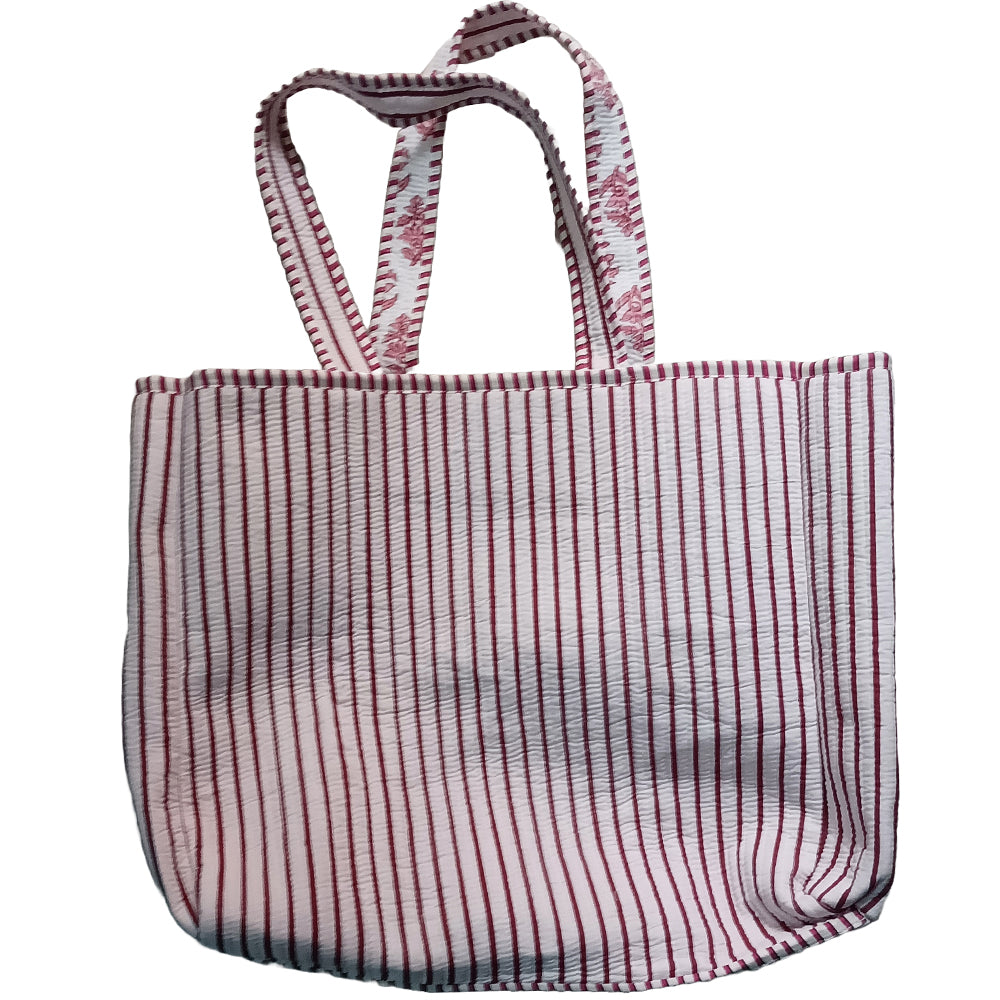 Multicolor Block Printed Cotton Quilted Tote Bags