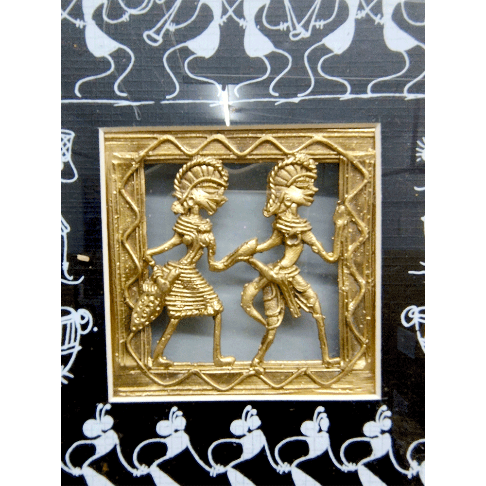 Odisha Brass & Bell Metal Dhokra Tribal Couple frame