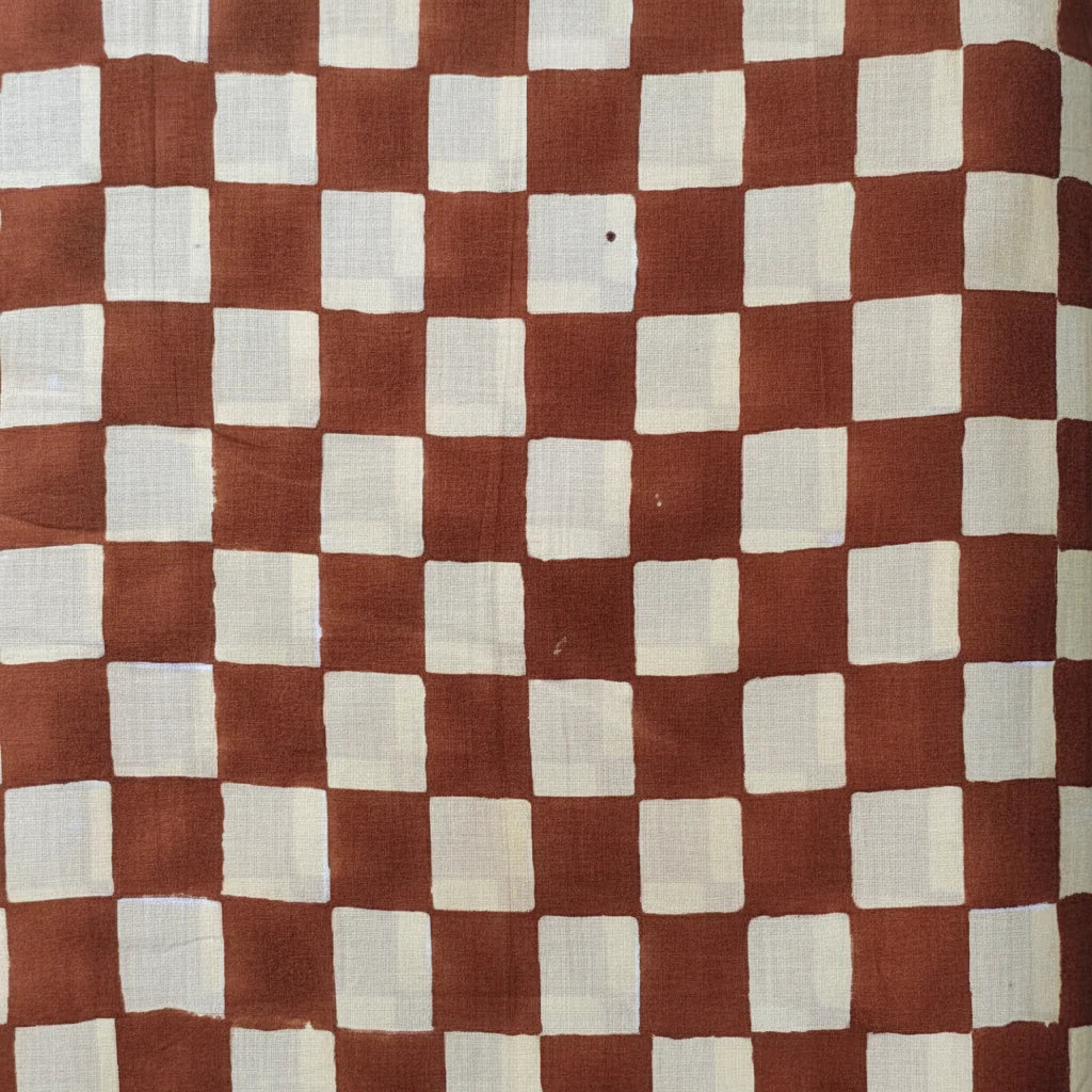 Sanganeri Hand Block Print Cotton Fabric – Brown And Beige Floral