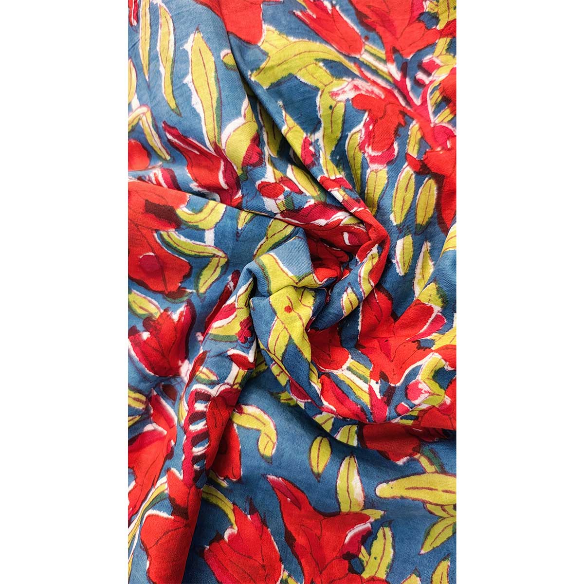 Sanganeri Hand Block Print Cotton Fabric – Multicolor Floral