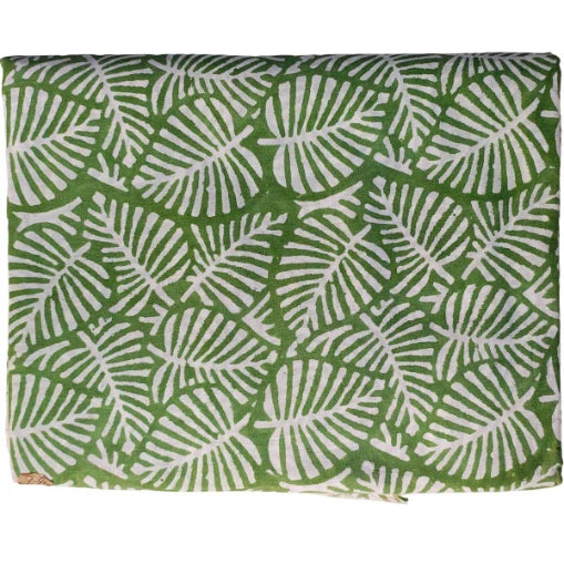 Sanganeri Hand Block Print Cotton Fabric – Green Floral Print