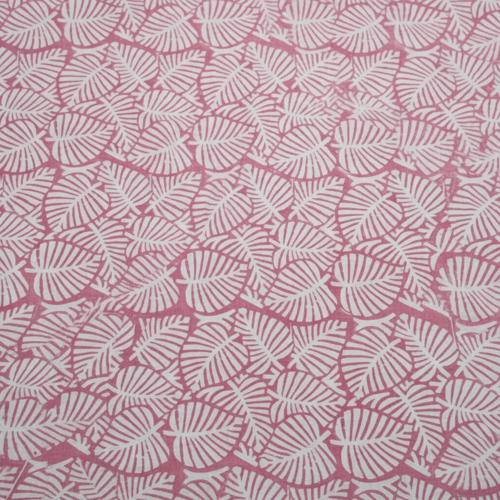 Sanganeri Hand Block Print Cotton Fabric – Pink Floral Print