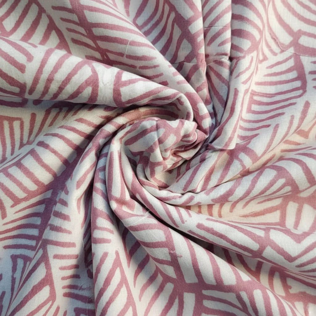 Sanganeri Hand Block Print Cotton Fabric – Pink Floral Print