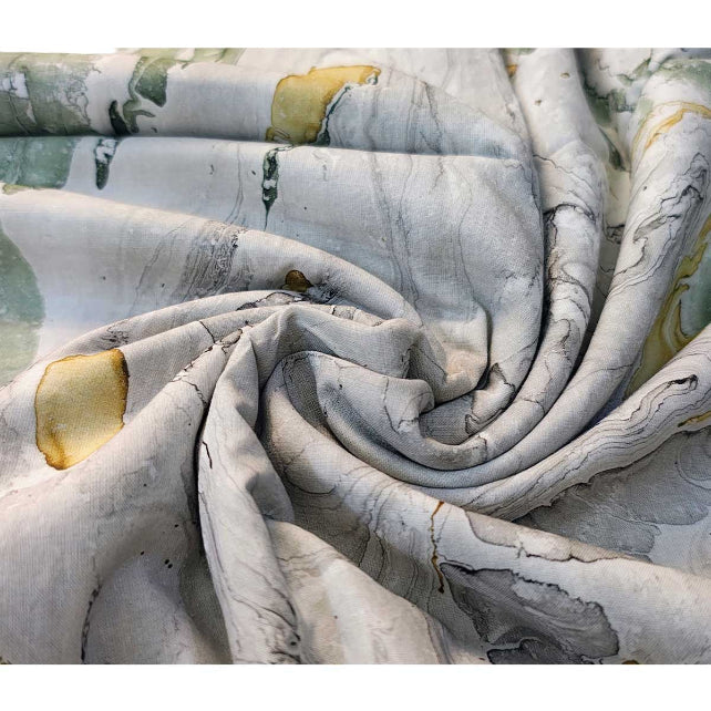 Sanganeri Hand Block Print Cotton Fabric – Grey Floral Print